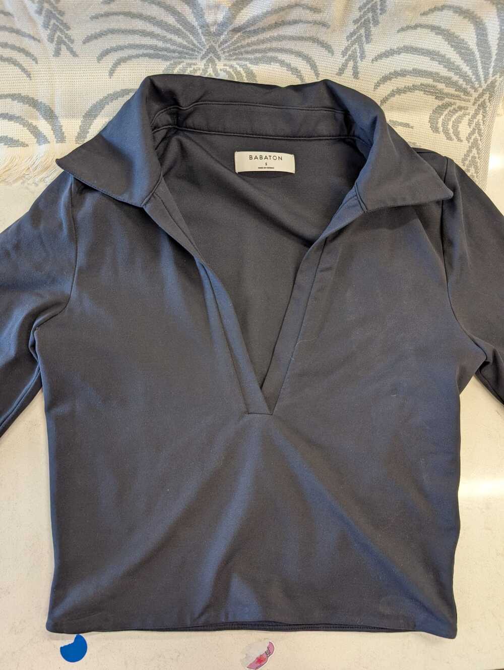 Babaton Black Collared Long Sleeve Top - Size S
